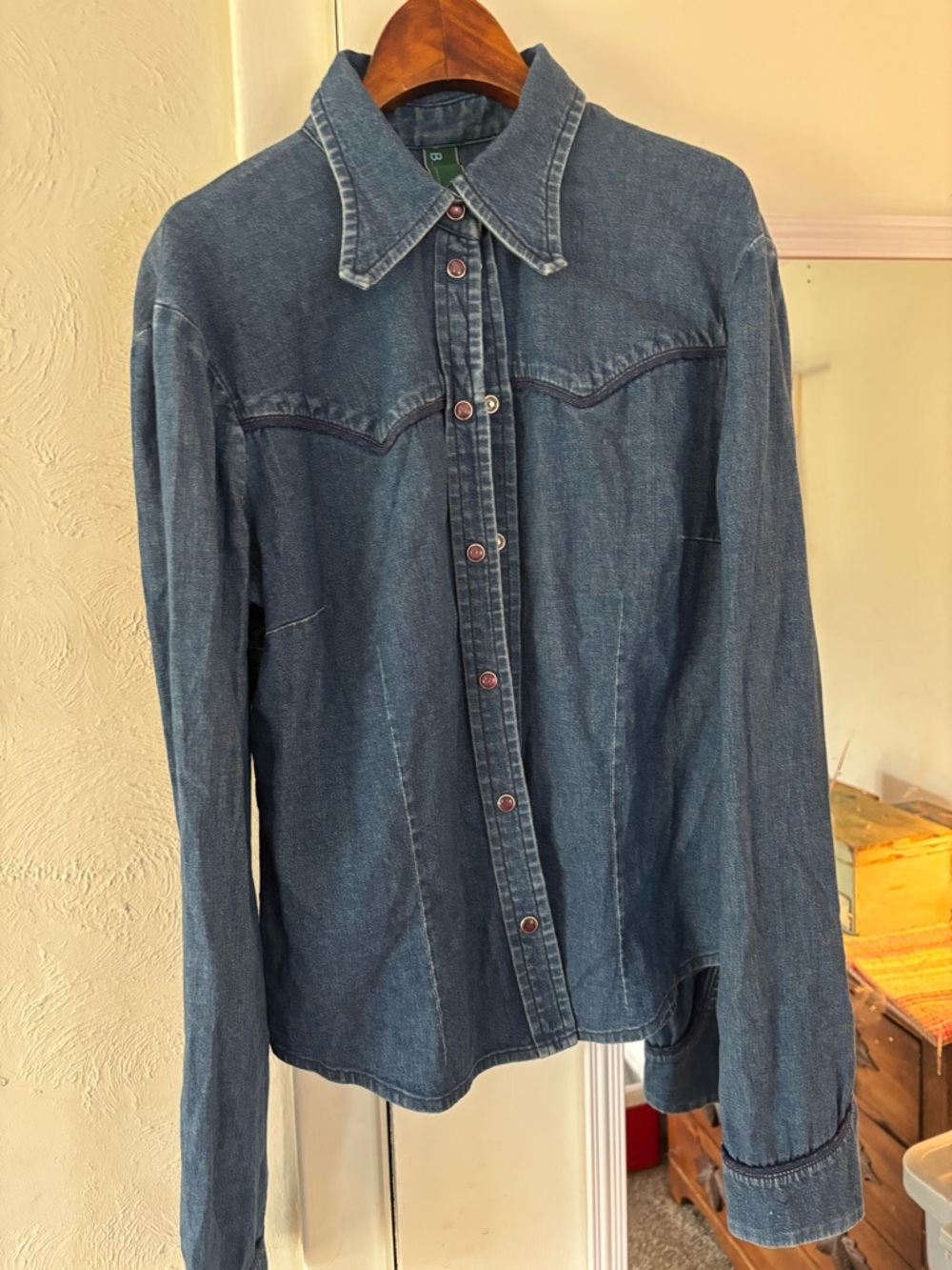 Long-Sleeve Denim Western Pearl Snap Shirt
